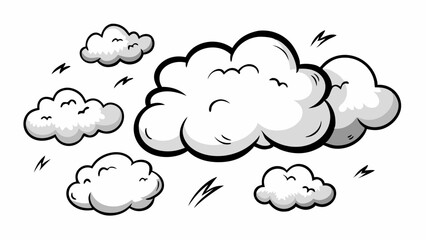 Collection of manga-style cloud, special effects, sketch, plain vector