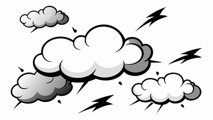 Collection of manga-style cloud, special effects, sketch, plain vector