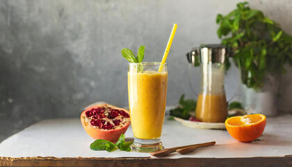 Fototapeta premium フルーツスムージー。健康イメージ。美容イメージ。Fruit smoothie. Healthy image. Beauty image.