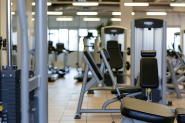 Fototapeta premium Contemporary indoor gym featuring top notch equipment for effective and high quality workouts