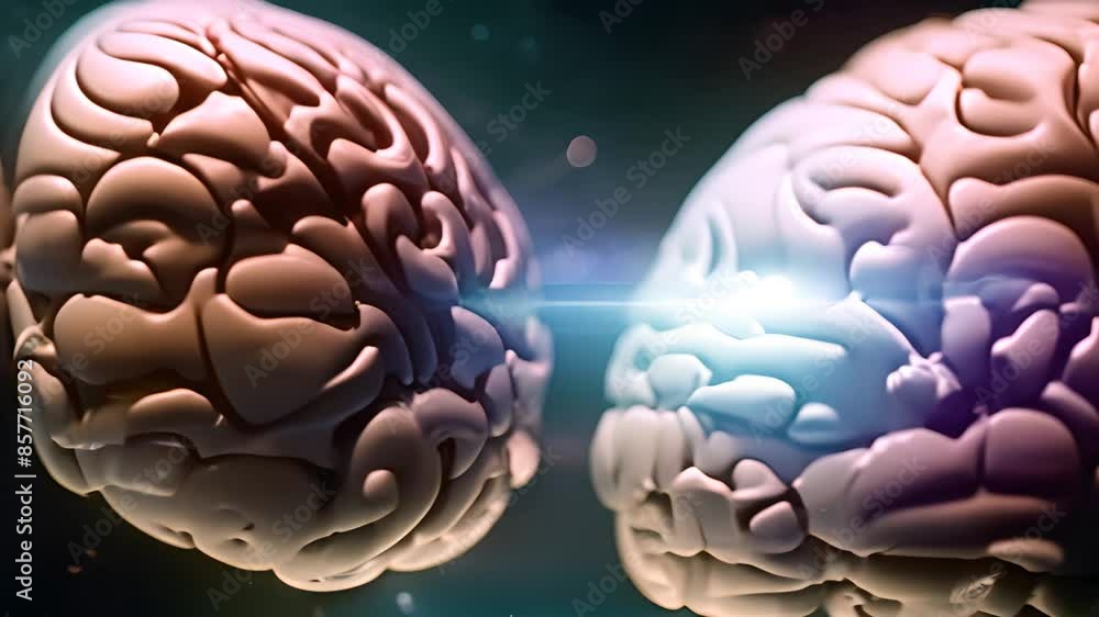 Aufkleber two brains illuminated by light generative ai