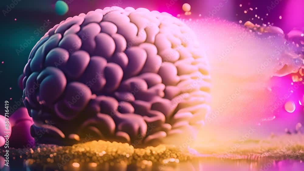 Poster Human Brain Exploding With Color Generative AI