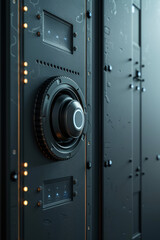 A simple, mechanical lock on a futuristic, digital door 