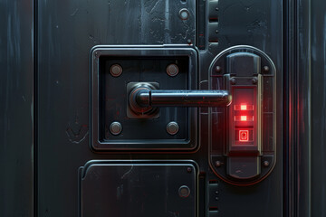 A simple, mechanical lock on a futuristic, digital door 