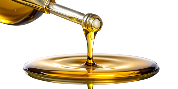 oil dripping from dropper white background. AI GENERATED