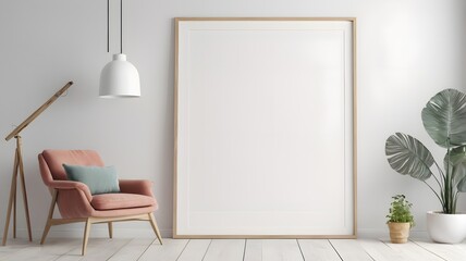 Frame mockup, ISO A paper size. Interior mockup with house background. Modern interior design. Living room wall poster mockup ,3D render