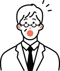 驚くスーツを着た中年男性のイラスト
