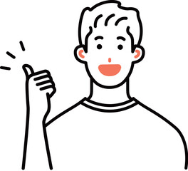 笑顔でいいね！をする男性のイラスト
