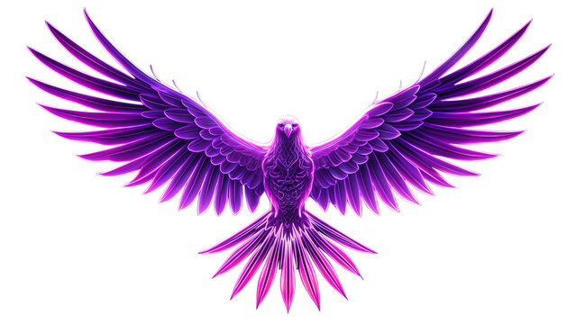 recommend clip art: flying Vulture Neon rim light purple vulture angel. white background. AI GENERATED