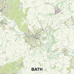 Bath, United Kingdom map poster art