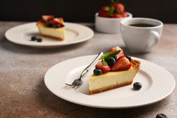 New York cheesecake slice with berries