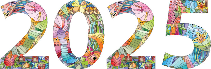 Fototapeta premium 2025 number design. Cute vector Illustration for decoration
