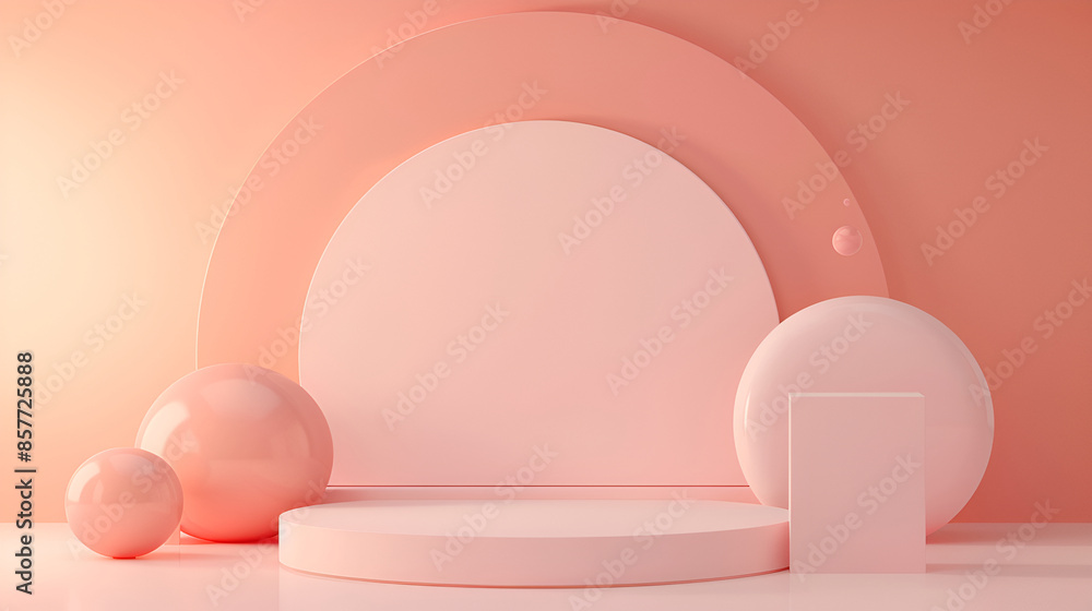 Poster abstract product podium with pastel color soft tone background. wallpaper and geometric concept. 3d 