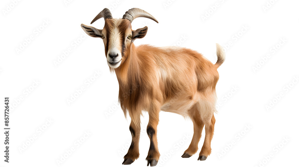 Wall mural young goat standing and watching, isolated