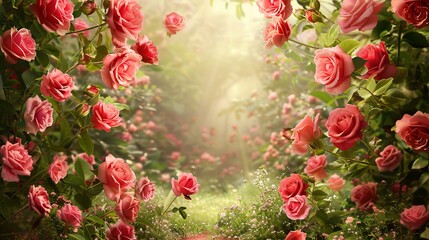 Vibrant Rose Flower Garden Desktop Wallpaper and Background
