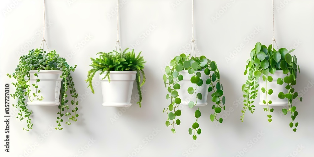 Poster watercolor collection featuring string of pearl string of heart plants. concept string of pearl plan