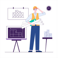 Lined Stylized Illustration Occupation Architect