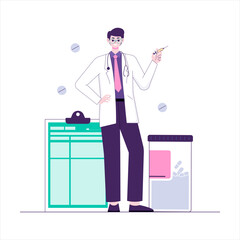 Lined Stylized Illustration Occupation Doctor