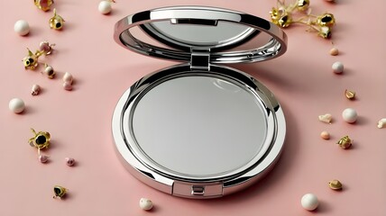 circular powder-coated compact mirror