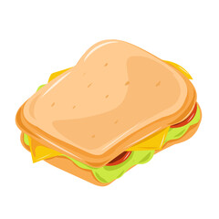 ham and cheese sandwich, Vector art illustration of a sandwich with vegetable and cheese filling