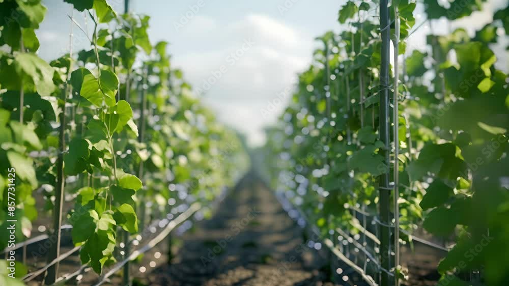 Poster rows of neatly trimmed vines line the autonomous vineyard showcasing the efficiency of the selfopera