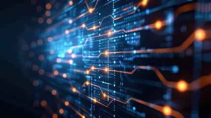 Digital interface with glowing pathways, representing network connectivity and data flow, futuristic and clear, high resolution