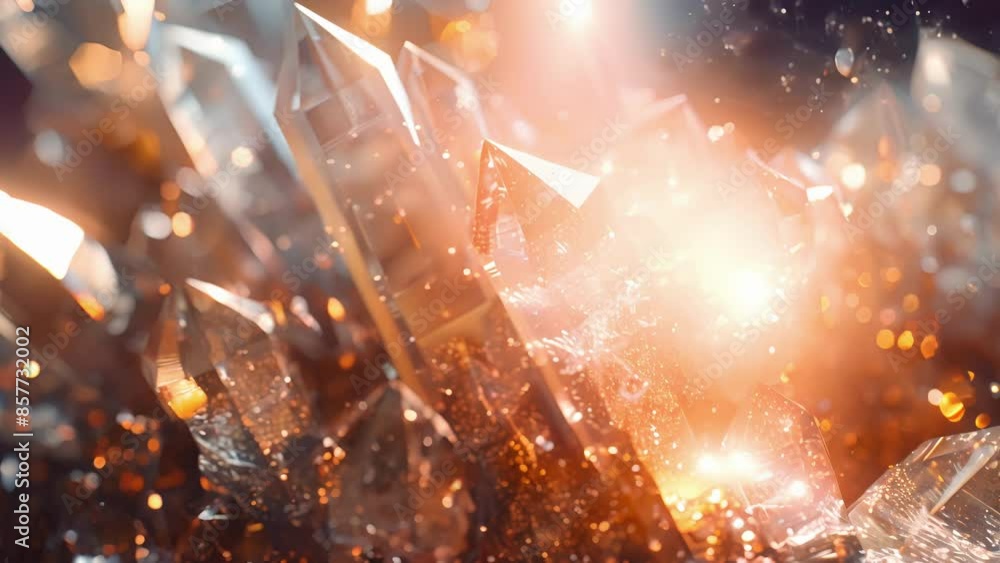 Poster a of pointed jagged crystals reflecting the light creating a sparkling and luminous surface.