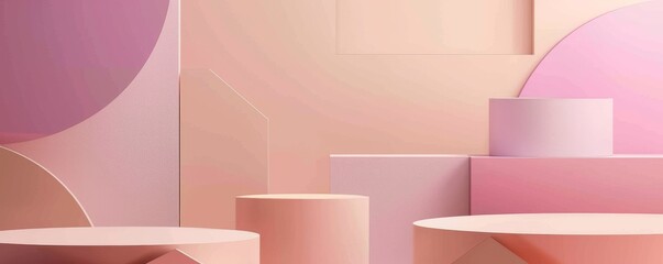 Abstract geometric shapes in soft pastel colors, creative and minimalistic composition