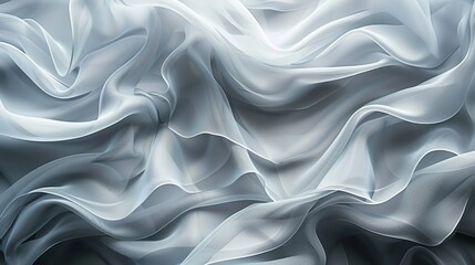 Fototapeta premium Elegant Abstract Background with Flowing White and Gray Fabric Layers Creating a Soft and Dreamy Texture, Perfect for Design Projects, Websites, and Artistic Creations