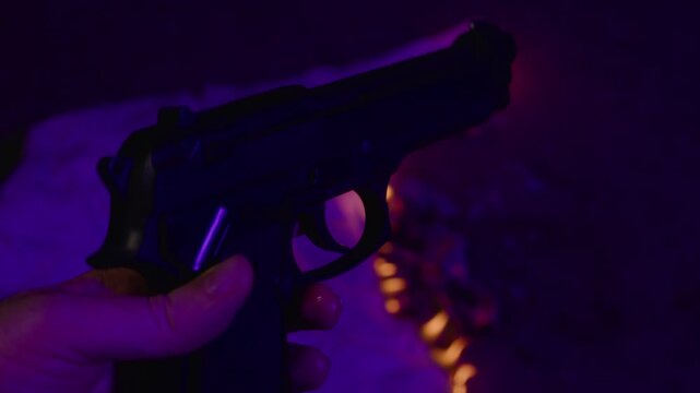 A gun with a fire