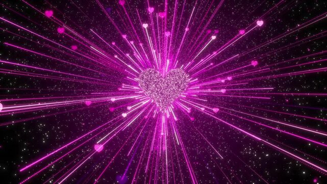 Pink moving hearts light effect background