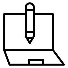 Laptop and Pencil icon vector image. Can be used for Freelancer.
