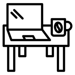 Laptop and Coffee icon vector image. Can be used for Freelancer.