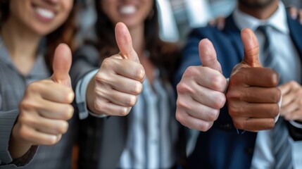 Diverse team giving thumbs up