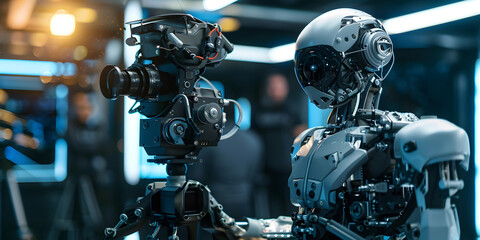 camera man, robot make a movie cinema film industry