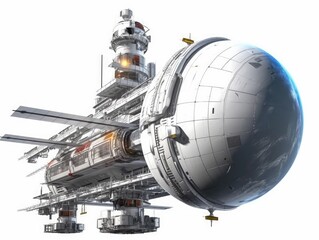 Fantasy Space Station isolated on white background