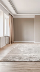 Obraz premium Room interiors in a luxury home with no people in it, natural lighting and contrasting tones. Luxury residential Real Estate composition.