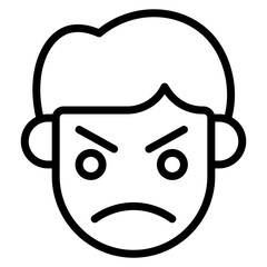 Grumpy icon vector image. Can be used for Human Emotions.