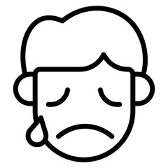 Sad icon vector image. Can be used for Human Emotions.