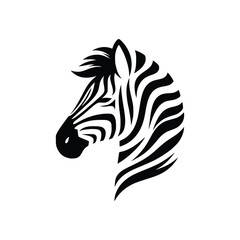 Silhouette of a zebra head on a white background