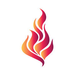 Red Flame Symbol Fire, flame. Red flame in abstract style on white background. Flat fire. Modern art isolated graphic. Fire sign. Vector Illustration