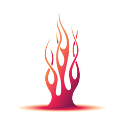 Red Flame Symbol Fire Tree flame. Red flame in abstract style on white background. Flat fire. Modern art isolated graphic. Fire sign. Vector Illustration