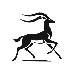 Swift Antelope Vector Icon of Running Gazelle in Silhouette