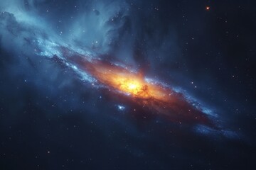 Fototapeta premium Majestic Spiral Galaxy Illuminated Against the Cosmic Darkness of Space