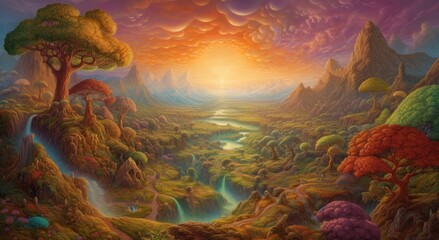 Fantasy landscape paintings, fantasy background