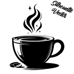 Vector silhouette of a coffee cup.