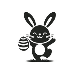 Easter Bunny Silhouette with Eggs and Foliage - Perfect for Seasonal Designs