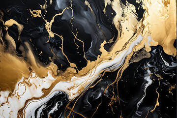 Gold abstract black marble background art paint pattern ink texture watercolor white fluid wall. Abstract liquid gold design luxury wallpaper nature black brush oil modern paper splash painting water	