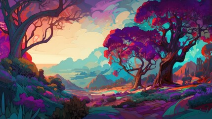 Fantasy landscape paintings, fantasy background