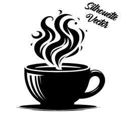 Vector silhouette of a coffee cup.